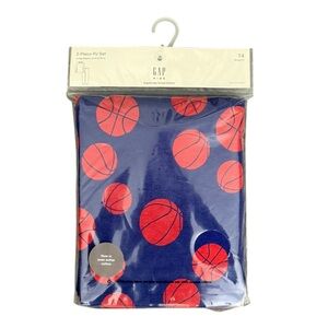 GAP Big Boy’s Organic Cotton Pajama Set - Blue and Orange Basketball Print